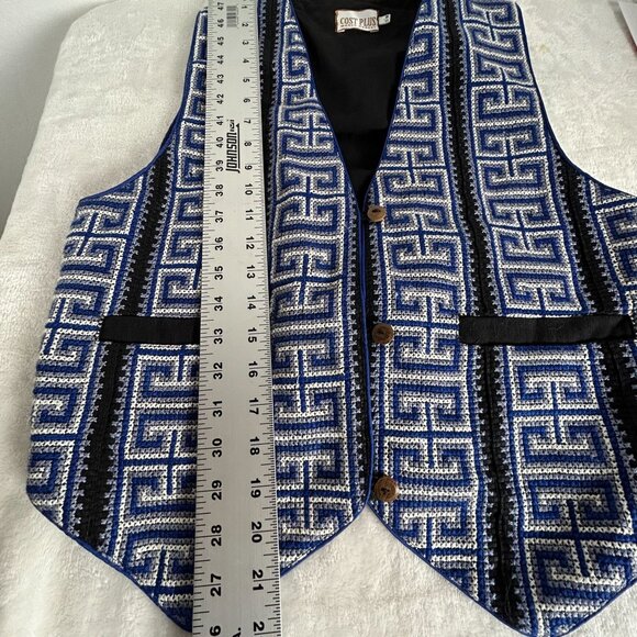 Cost Plus World Market Womens Blue Black Geometric Pattern Cotton Vest Size S/M - Picture 9 of 10